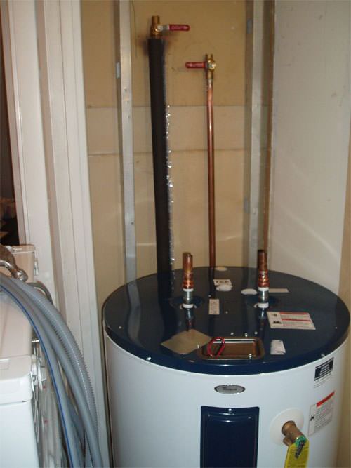 A water heater system (tank style) installed in a Jersey Shore home